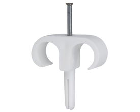 Enkel hvid Tillex Plugs Clips Dobbel PC-D med elforzinket hærdet stålsøm, klar til montering af runde ledninger.