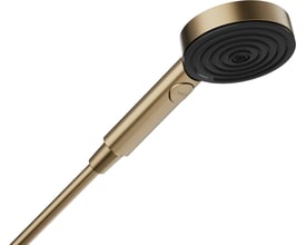 Hansgrohe Pulsify Select S 105 håndbruser i børstet bronze med en 105mm hoveddiameter og en tydelig Select-knap.
