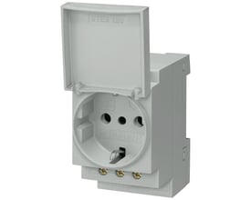 Siemens Schuko stikkontakt 16A 230V med klap og DIN-montering, IP20.