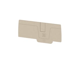 Detaljeret visning af Weidmüller endeplade AEP 3C 6, fremhæver den beige farve og PUSH IN logo.