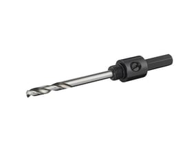 Ironside hulsavholder med langt centerbor og sekskantskaft, vist skråt fra siden; passer til hulsave på 14–30 mm.