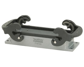 Procon multistik chassishus B24 med 28mm højde og tværgående låsebøjler i grå pulverlakeret aluminium.