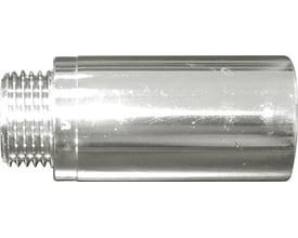 Haneforlænger i krom med 1/2" gevind og 20mm udvendig diameter, viser et glat, cylinderformet design.