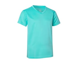 ID Identity T-shirt Yes i mint til børn i str. 4/6 med V-hals og korte ærmer, fremstillet i svedtransporterende polyester.