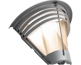 Hide-a-lite Pave Wall Top Deco IV-vægarmatur i grå med buet, lamelopdelt skærm og lysende diffusor.