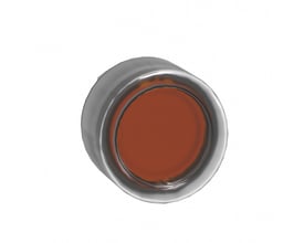 Detaljeret billede af Schneider Electric ZB4BW553 trykknap med orange farve, der fremhæver materialets kvalitet og finish.