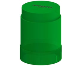 Siemens grøn signallampe, 50 mm diameter, med integreret LED og synlig "SIEMENS 8WD42" logo.