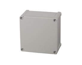 Lukket Fibox TEMPO TA131308 kasse med gråt polyamid dæksel, klar til installation, 130x130x75 mm.