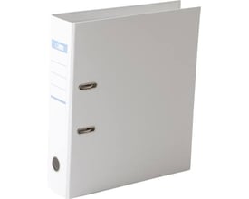 Antalis ringbind i A4-format med 8 cm ryg i hvid, med to metalringe og rygetiket.