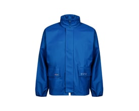 Lyngsøe Rainwear LR68 regnjakke i kongeblå str. XS, lavet af PU med to lommer foran og skjult lynlås.