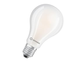 Ledvance LED standard lyskilde i mat hvid med E27 sokkel vist isoleret mod hvid baggrund.
