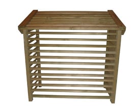 Træskjuler til varmepumpe, C001 H900, med målene 104/90 cm (H) x 105 cm (B) x 52 cm (D).