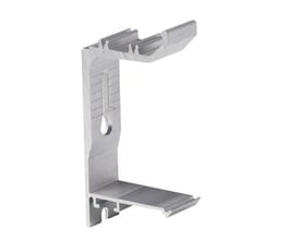 Schneider Electric fast konsol TTA-KV15 i aluminium med dimensioner 30x114x15 mm, ideel til Optiline og TEK systemer.