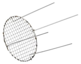Duka ventilnet Ø75 mm, vist fra en vinkel der fremhæver dets runde form og metalben i rustfrit stål.