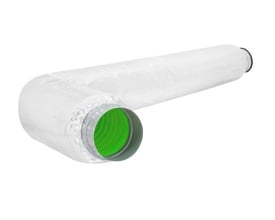 Altech Green ventilationskanal, 125 mm og 0,5 meter, med hvid isolering og grøn inderside ved kanalåbningen.