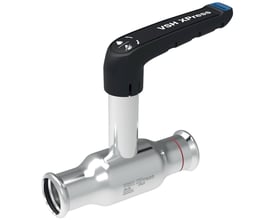 VSH Xpress FZ kuglehane 18 mm med høj spindel og sort håndtag i forzinket stål, designet til press-systemer.