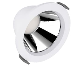 Ledvance CMF ZB Dir Easy downlight på 13 W med hvid rund kant, opal diffuser og blank reflektor set skråt forfra.