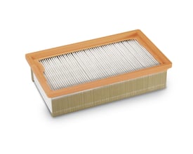 Baier H-filter til BSS608H støvsuger med orange ramme og hvidt PTFE-filter, viser detaljer fra en let vinkel.