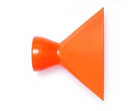 Loc-Line fladt mundstykke i orange plast med 64mm bredde og ½" tilslutning, vist isoleret på hvid baggrund.