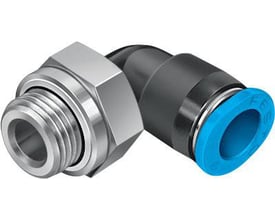 Festo vinkel-forskruning QSML-G1/8-6 med 360° justerbar push-in L-fitting og udvendigt sekskantet gevind.
