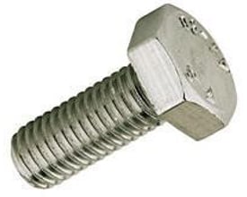 Enkel M12x80 DIN 933 A4-80 syrefast sætskrue af rustfrit stål med fuldt gevind og sekskantet hoved.