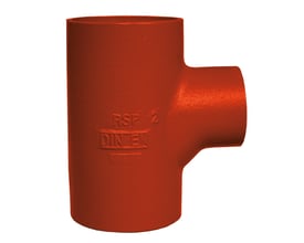 SML støbejernsgrenrør i rød med 70x50 mm dimension og 88 graders vinkel, DIN EN mærket.