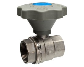 Mercury Rallenty TEA kugleventil i forniklet messing med gearhåndtag og 3/4" muffe-muffe tilslutning.