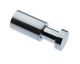 Frost Johansen krog på 35 mm i krom med cylindrisk form og rund, flad knop, vist skråt fra siden.