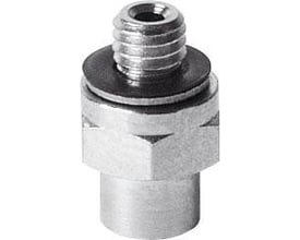 Festo holder til vakuumsuger ESH-HE-1-M3 i metal, med gevind og skive til direkte montering uden højdekompensator.