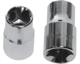 Tecos 1/2" topnøgle i krom vanadin stål, 15 mm 6-kant fatning, med en længde på 77 mm.