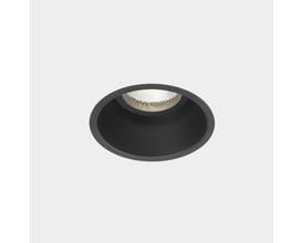 Astro Lighting Minima Rund Fixed downlight i sort, GU10, med synlig perforeret reflektor og dybdegående skyggeeffekt.