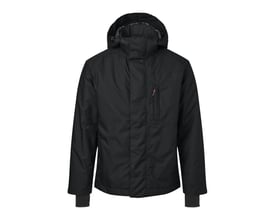 Kansas Icon X 129066 vinterjakke i sort, str. 4XL, med hætte og tre udvendige lommer, fremstillet af polyester.