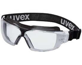 Uvex Pheos cx2 sonic minigoggle med klar polycarbonat linse, antidug og ridsefast, sort pandebånd med Uvex logo.