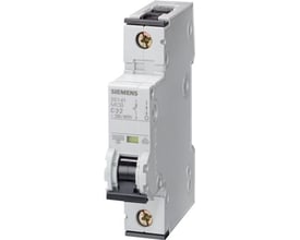 Siemens SENTRON 5SY4116-6, 1-polet automatsikring på 16 A, set skråt forfra med gråt hus og sort vippegreb.