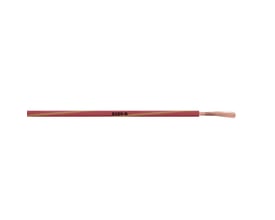 Lapp X05V-K installationsledning med rødlig isolering og to gul/grønne striber, 1X0,75 mm2 tværsnit, vist med blottet kobberleder.