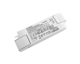 Osram 30W LED driver, model EM 30/220-240/700 II, med 700 mA og 27-42V spændingsområde. Hvid, rektangulær enhed med tydelige mærkninger og logoer.
