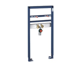 Grohe Rapid SL installationsmodul til håndvask i mørkeblå stålramme med beslag til armatur og afløb.