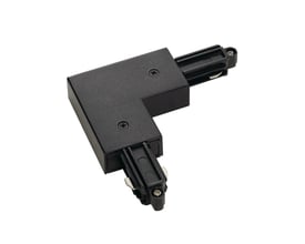 SLV 1-faset hjørne til påbygningsskinne i sort polycarbonat, med jordforbindelse til venstre installation.