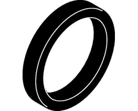 Geberit 56 mm pakning til forskruning i sort PEH-materiale, vist som et stiliseret diagram med hvide konturer.