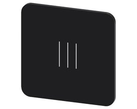 Siemens mærkningsplade til limning, 22x22 mm, sort med hvidt symbol 'III' centreret på en ensfarvet baggrund.