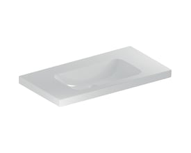 Geberit iCon Light håndvask i hvid porcelæn, 900x480 mm, med ren KeraTect overflade og design uden hanehul.
