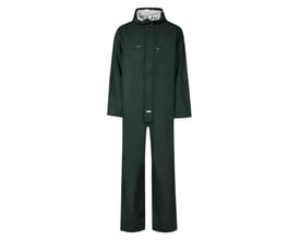 Lyngsøe Rainwear grøn heldragt LR13 i størrelse 2XL, lavet af 100% polyester med PU-belægning og justerbare detaljer.