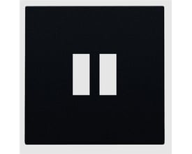 Niko afdækning til dobbelt USB-A oplader i sort 'black coated' finish med to hvide rektangulære åbninger for indsatser.