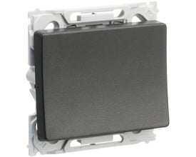 Lauritz Knudsen OPUS 66 krydsningsafbryder i koksgrå, 1 modul bred, med standardoverflade og skrueløse klemmer.