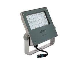 Philips CoreLine Tempo Medium BVP125 Gen2 projektør med synlige LED'er, monteringsbøjle og tilslutningskabel.