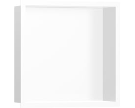 Hansgrohe XtraStoris Individual vægniche i mathvid med designramme, 300x300x100mm, lavet af rustfrit stål.