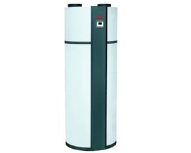 Metro Therm Metroair Aqua 301S, hvid gulvmodel luft-vand varmepumpe til brugsvand med 260 liters beholder.