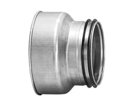 Centrisk Lindab reduktion RCFU, 500 mm til 400 mm, fremstillet af galvaniseret stål, med tætningsring.