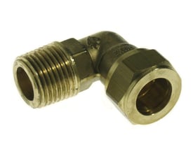 Conex kompressionsvinkel i messing, 12 mm x 1/2" gevind, godkendt til PEX og kobberrør.