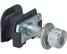 Schneider Electric klipsemøtrik M6 med bolt og skive i metal og sort plast, egnet til NSX100-250.